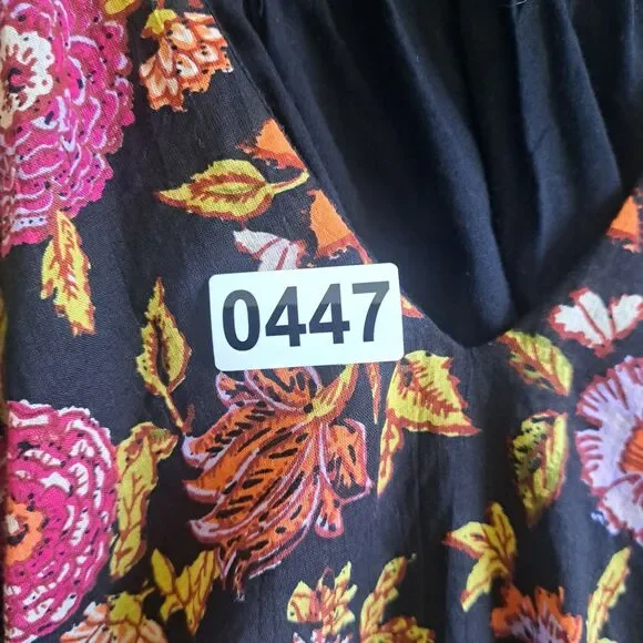 Free People Oh Baby Babydoll Dress XS Black Floral Cotton Sleeveless Summer Boho - Picture 10 of 10